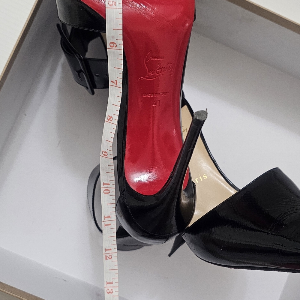 Authentic Christian Louboutin Black Patent Harler 100 Ankle Strap Pumps Sz 41 - Picture 13 of 16